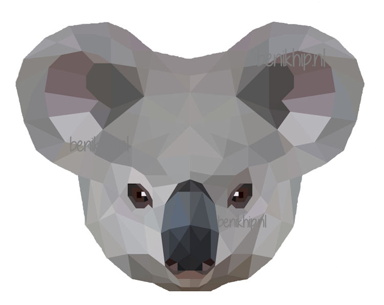 Strijkapplicatie koala geometrisch